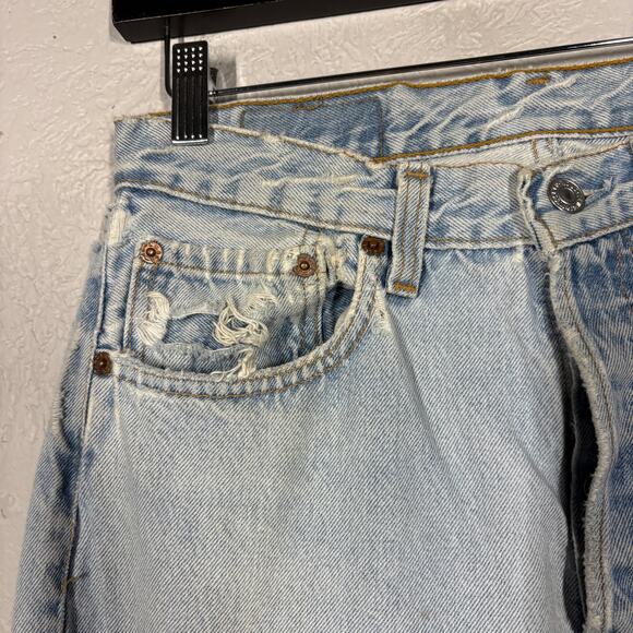 Vintage Levi Strauss 501 Destructed Button Fly Jeans Light Wash - 26 - Picture 7 of 8